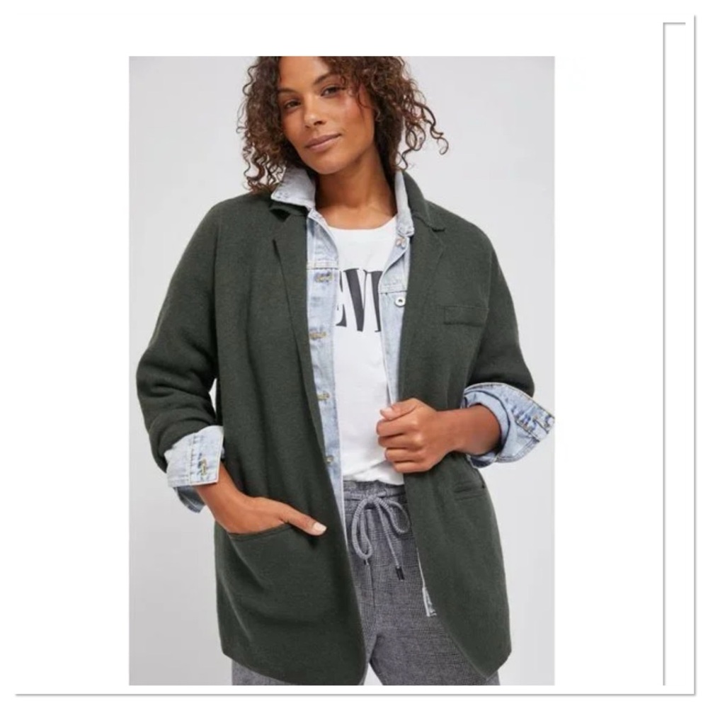 Anthropologie Rani Sweater Blazer Green Size Small